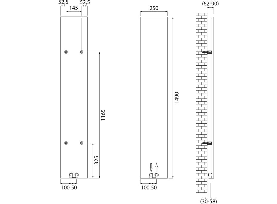 Sapho SMARTELLA otopné těleso 250x1490mm, bílá mat MI1427