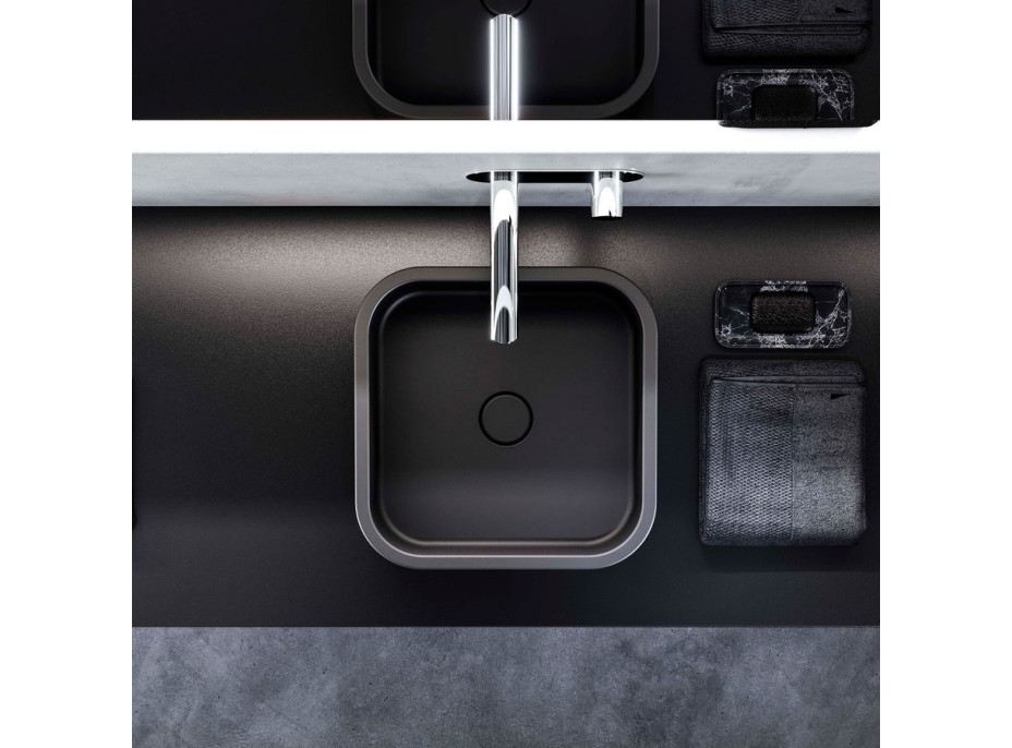 Kerasan HAKO keramické umyvadlo na desku 40x40 , černá mat 554431