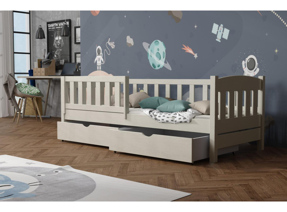 Dětská postel z masivu borovice BEN se šuplíky - 190x90 cm - KAŠMÍROVÁ
