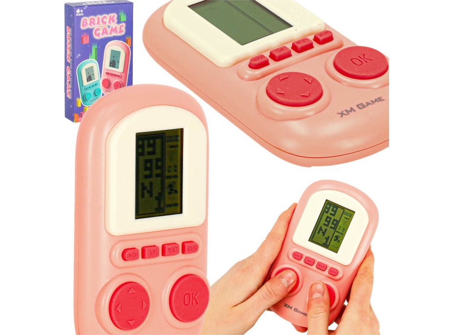 Přenosná elektronická arkádová herní konzole - růžová