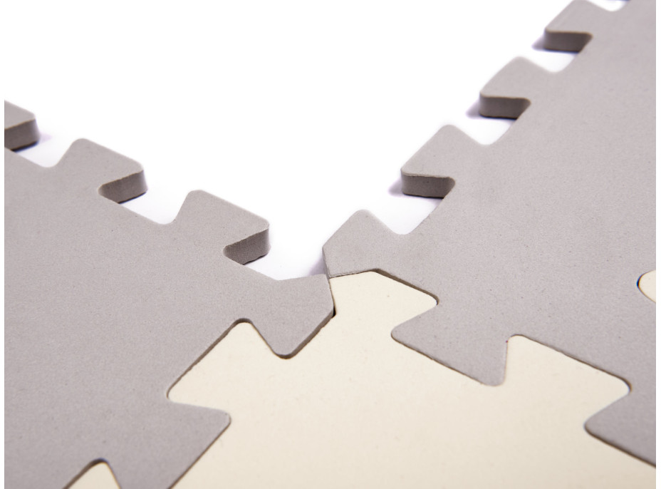 Pěnová puzzle podložka pro děti - 36 prvků - šedá/ecru