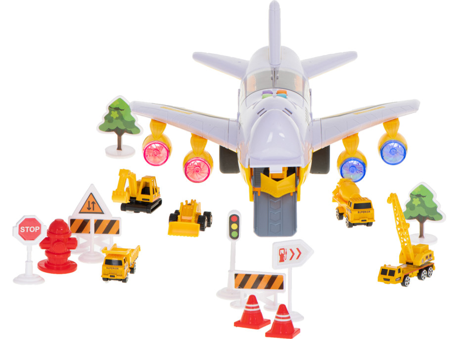 Letadlo Transportér + 6 stavebních vozidel