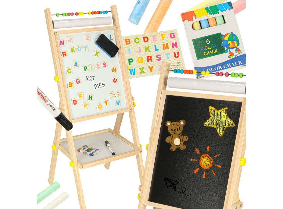 Oboustranná magnetická tabule s doplňky - 38x37x90 cm