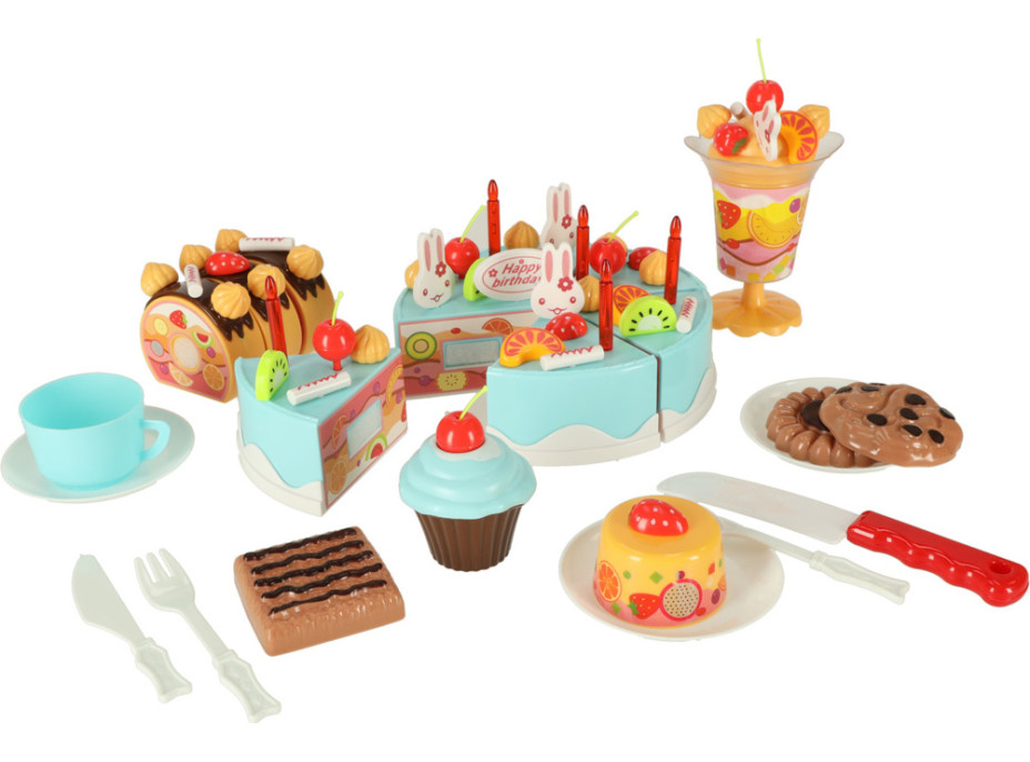 Narozeninový dort a sladkosti 75 prvků - modrá