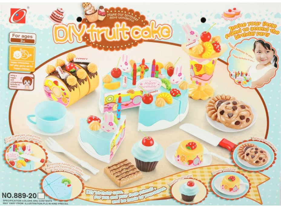 Narozeninový dort a sladkosti 75 prvků - modrá