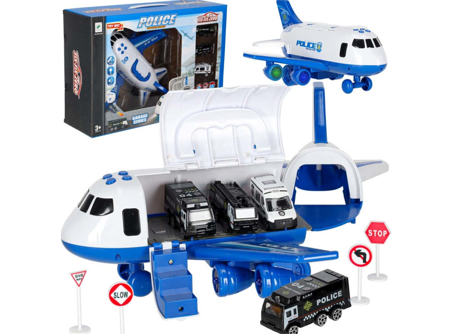 Transportní letadlo + 3 policejní vozidla