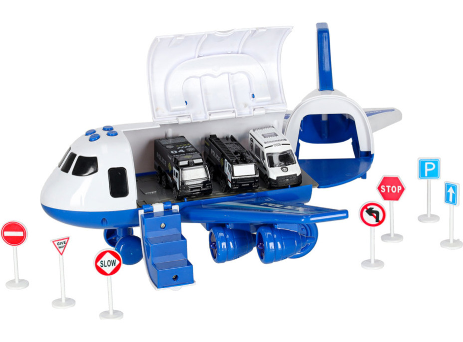 Transportní letadlo + 3 policejní vozidla