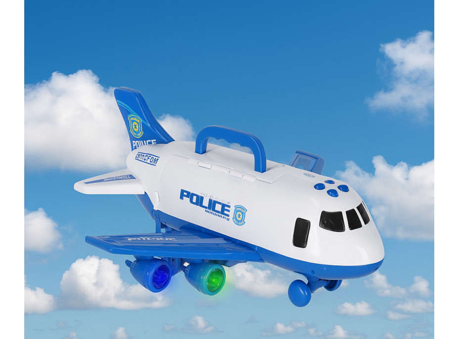 Transportní letadlo + 3 policejní vozidla