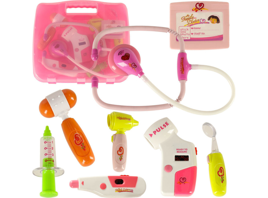 Doktorská sada v kufříku DOCTOR - světle růžová