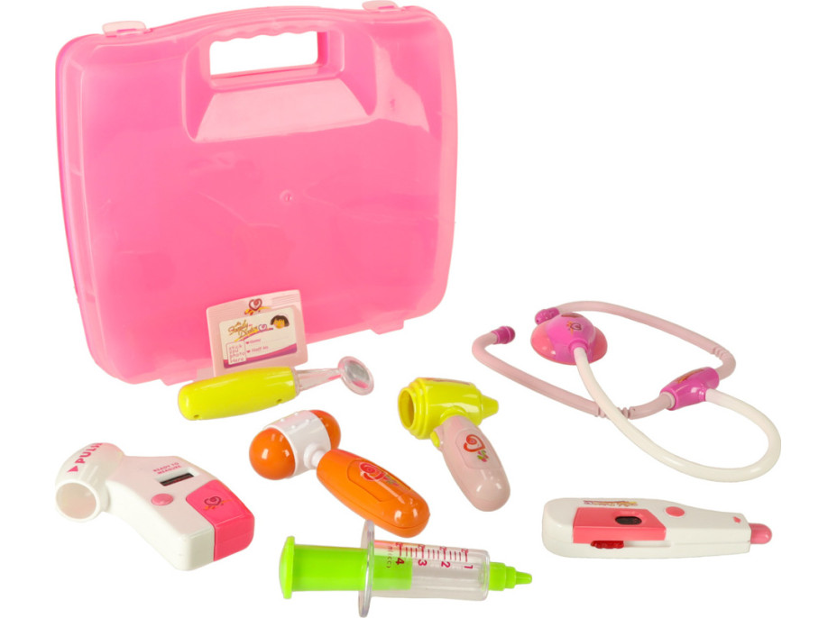 Doktorská sada v kufříku DOCTOR - světle růžová