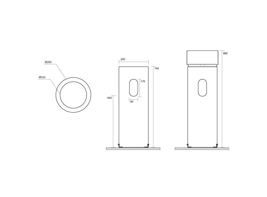 Kerasan OKE keramický podstavec ke stěně pro umyvadlo 554031, černá mat 557031