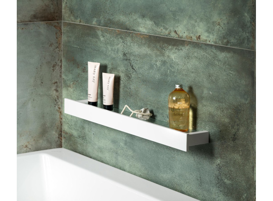 Sapho PATRON skleněná police 78cm, bílá PX785W