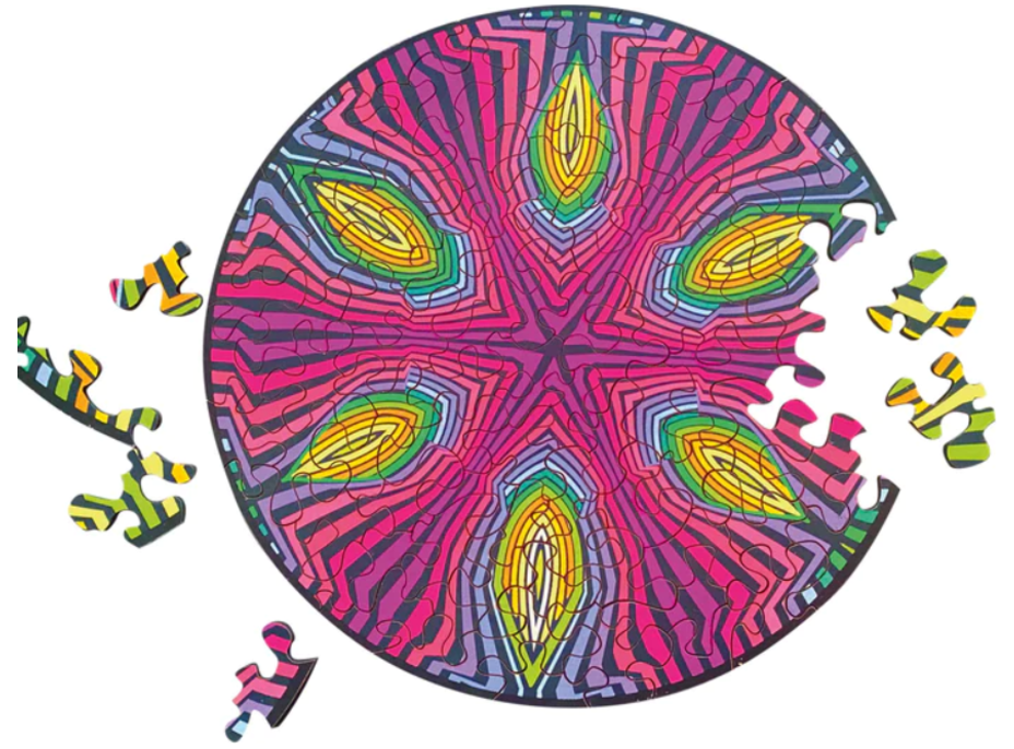 CURIOSI Oboustranné dřevěné puzzle Double: Hippie 88 dílků