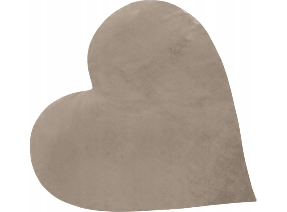 Tvarovaný polštář CLEO Velvet SRDCE - 35x35 cm - béžový