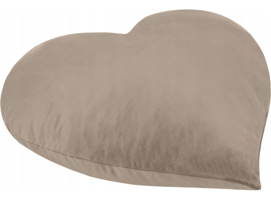 Tvarovaný polštář CLEO Velvet SRDCE - 35x35 cm - béžový