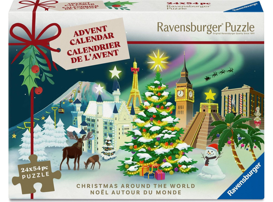 RAVENSBURGER Puzzle Adventní kalendář: Vánoce po celém světě 24x54 dílků
