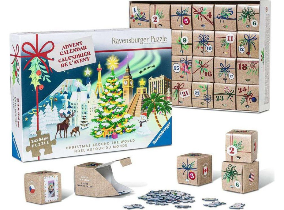 RAVENSBURGER Puzzle Adventní kalendář: Vánoce po celém světě 24x54 dílků
