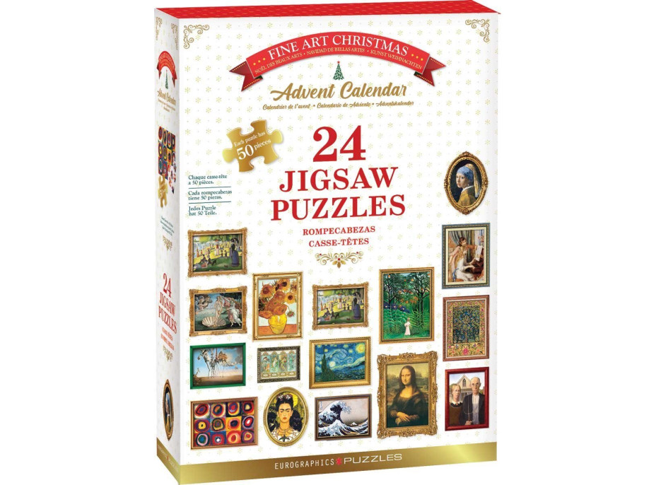 EUROGRAPHICS Puzzle Adventní kalendář: Fine Art Vánoce 24x50 dílků