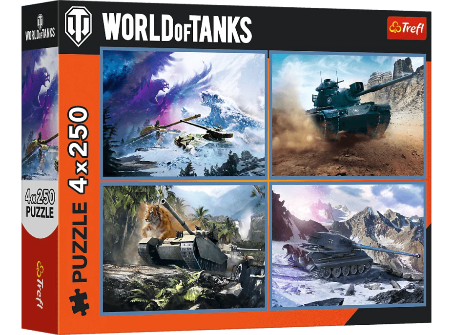 TREFL Puzzle World of Tanks: Velká bitva tanků 4x250 dílků