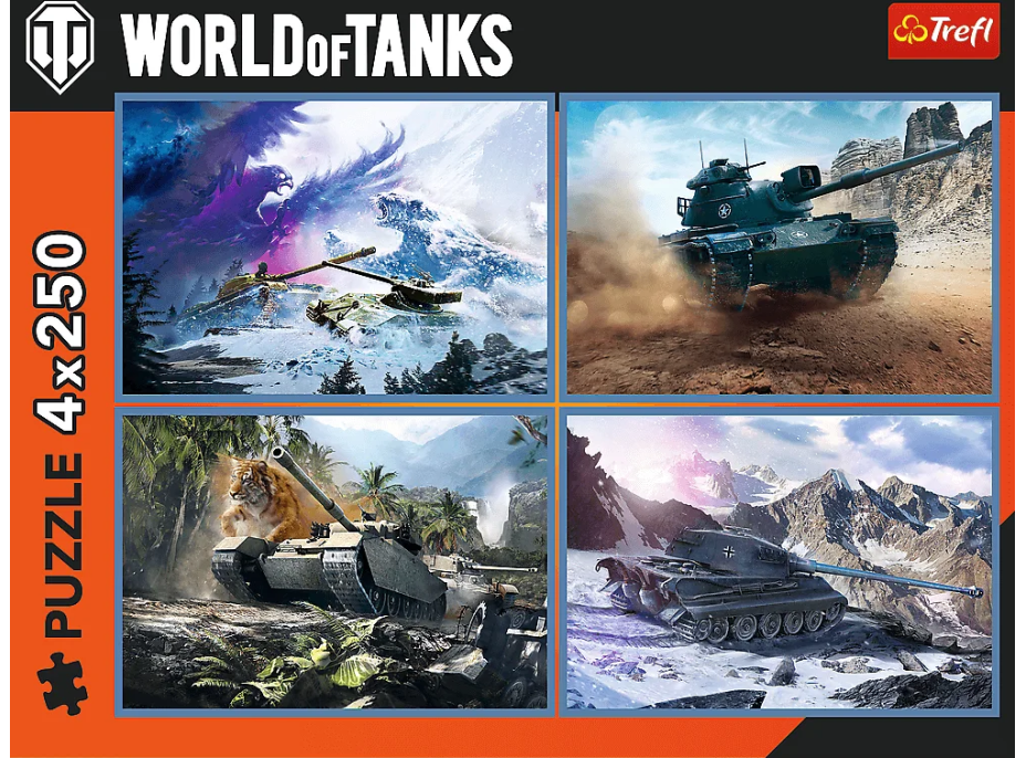 TREFL Puzzle World of Tanks: Velká bitva tanků 4x250 dílků
