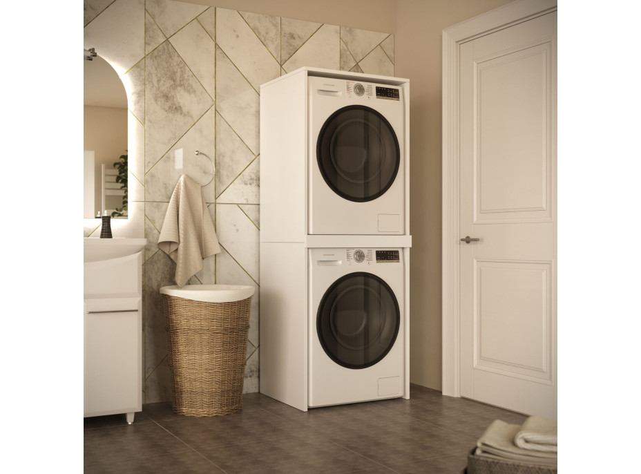 Skříň na pračku a sušičku - bílá