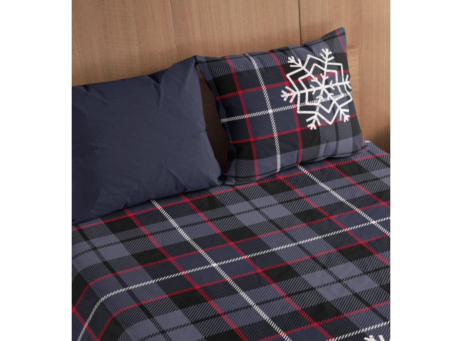 Bavlněné povlečení NORDIC Vločky - tmavě modré - 160x200 cm + 2x70x80 cm