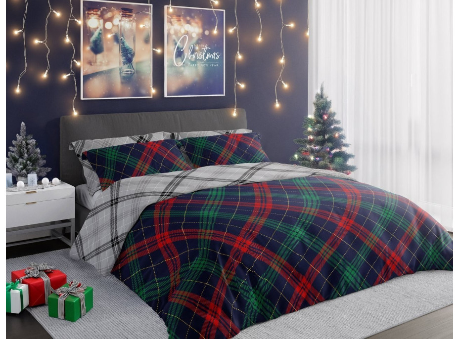 Bavlněné povlečení SCANDIC Káro - tmavě modré/šedé - 160x200 cm