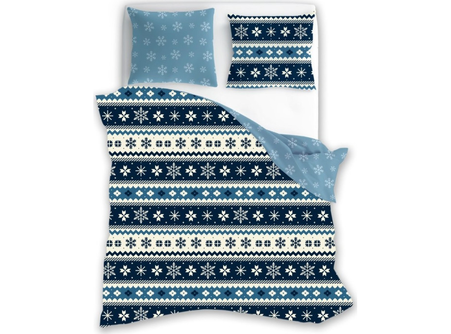 Bavlněné povlečení MAGIC WINTER Vločky - modré - 220x200 cm
