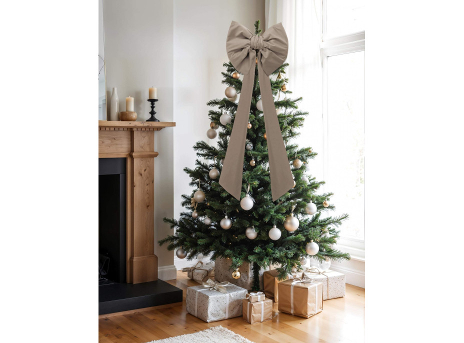 Ozdobná mašle DECO Velvet Glam Bow XXL 48x45x150 cm - béžová