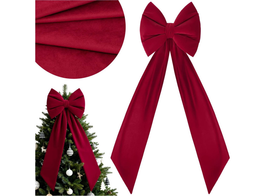 Ozdobná mašle DECO Velvet Glam Bow XXL 48x45x150 cm - červená