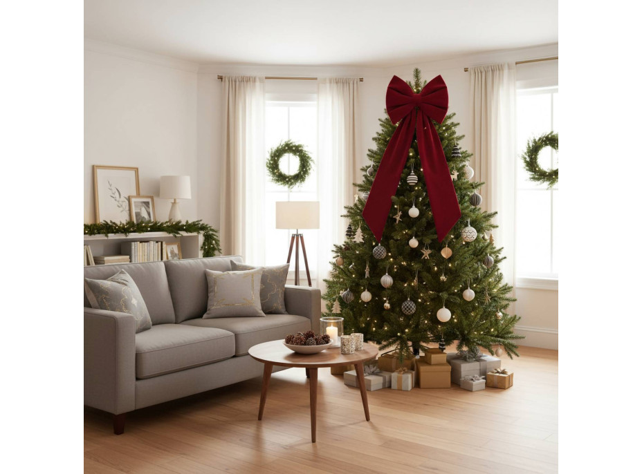 Ozdobná mašle DECO Velvet Glam Bow XXL 48x45x150 cm - červená