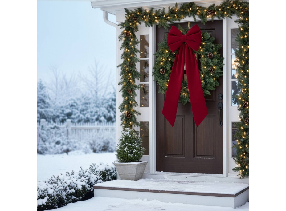 Ozdobná mašle DECO Velvet Glam Bow XXL 48x45x150 cm - červená