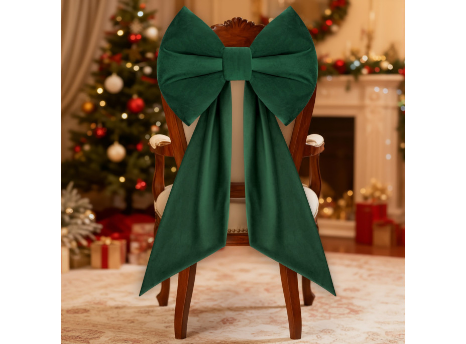 Ozdobná mašle DECO Velvet Glam Bow 50x40+50 cm - zelená