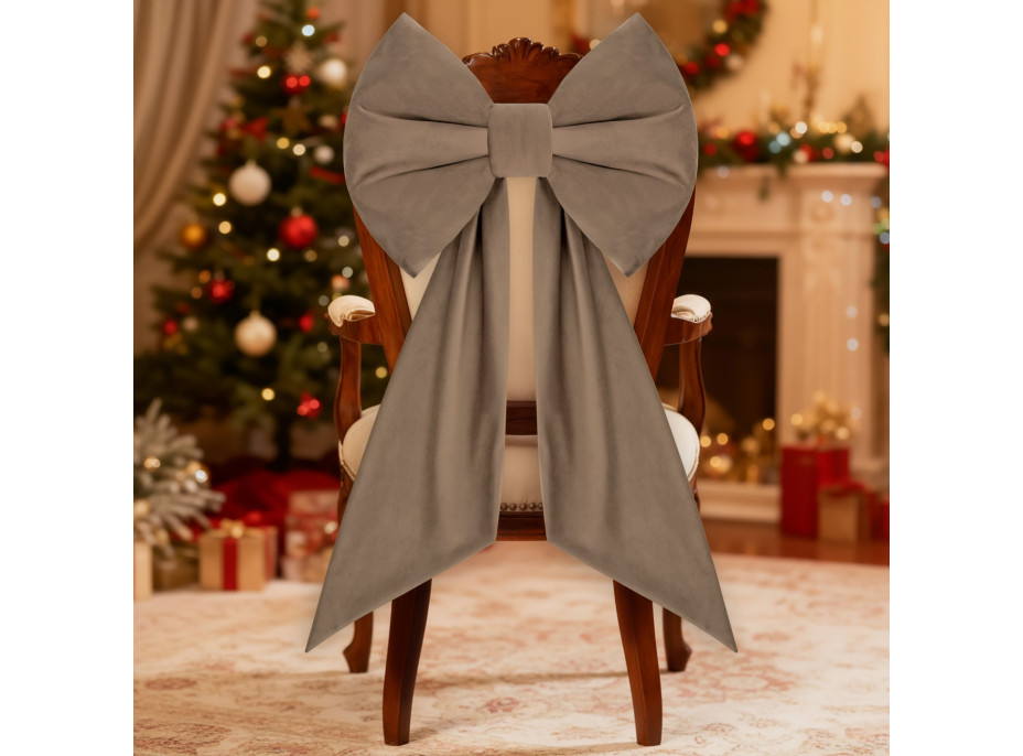 Ozdobná mašle DECO Velvet Glam Bow 50x40+50 cm - béžová