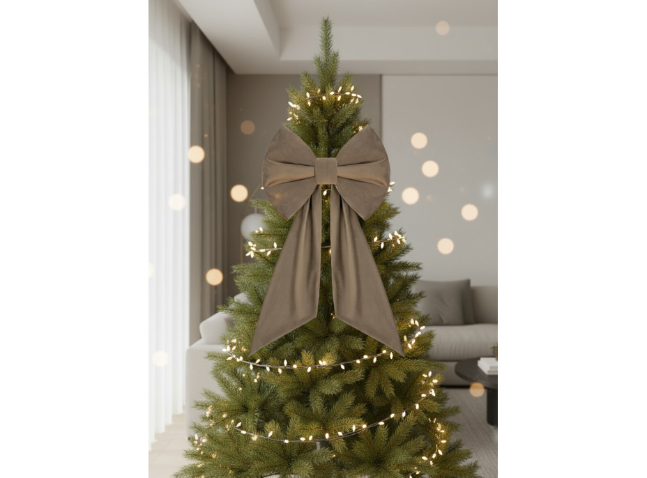 Ozdobná mašle DECO Velvet Glam Bow 50x40+50 cm - béžová