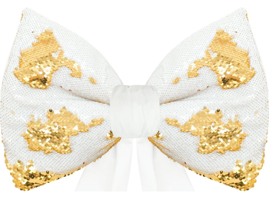 Ozdobná mašle Deco Glam & Shine 30x47+60 cm - bílá/zlatá