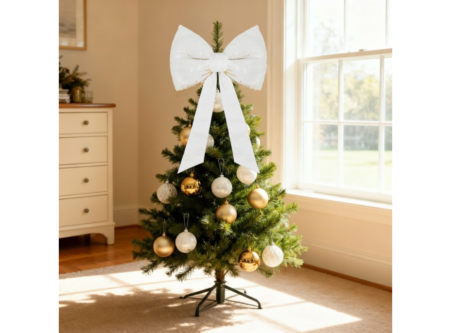 Ozdobná mašle Deco Glam & Shine 30x47+60 cm - bílá/zlatá