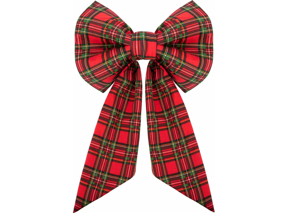 Ozdobná mašle DECO Glam Bow 50x40+50 cm - károvaná červená