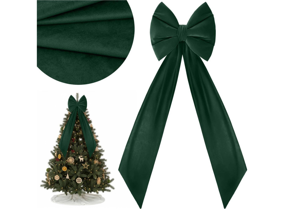 Ozdobná mašle DECO Velvet Glam Bow XXL 48x45x150 cm - zelená