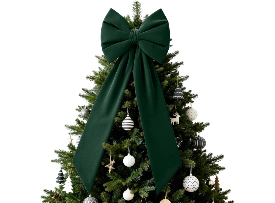 Ozdobná mašle DECO Velvet Glam Bow XXL 48x45x150 cm - zelená