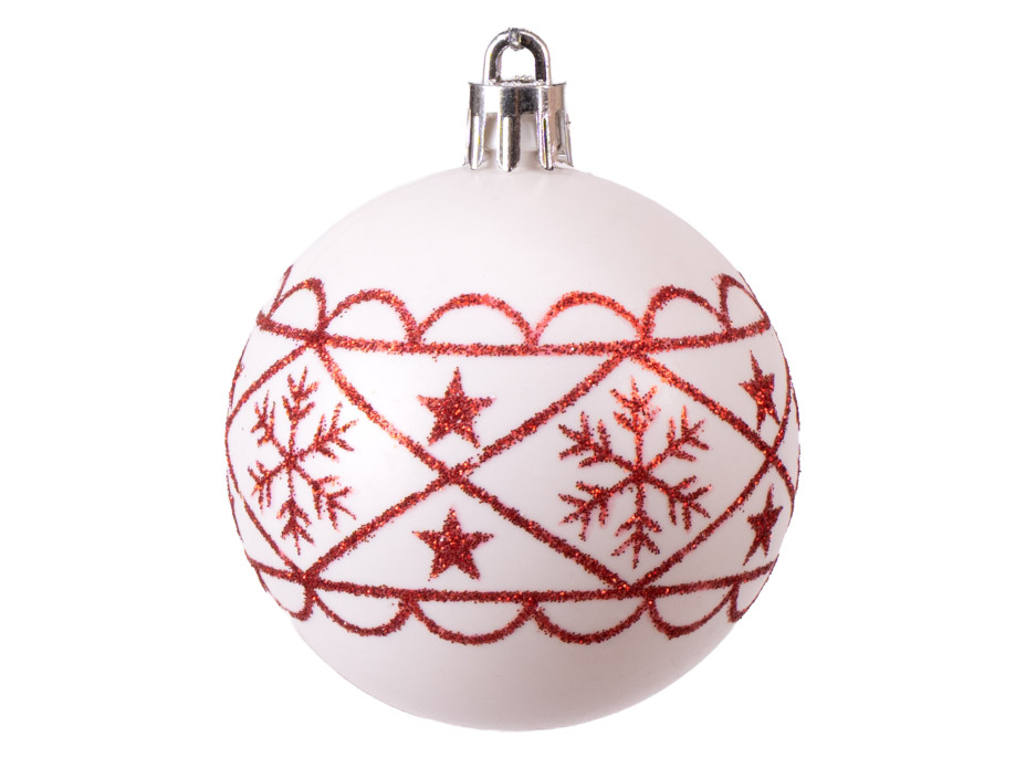 Sada vánočních baněk na stromeček SAPIN - 30 kusů - červené/bílé