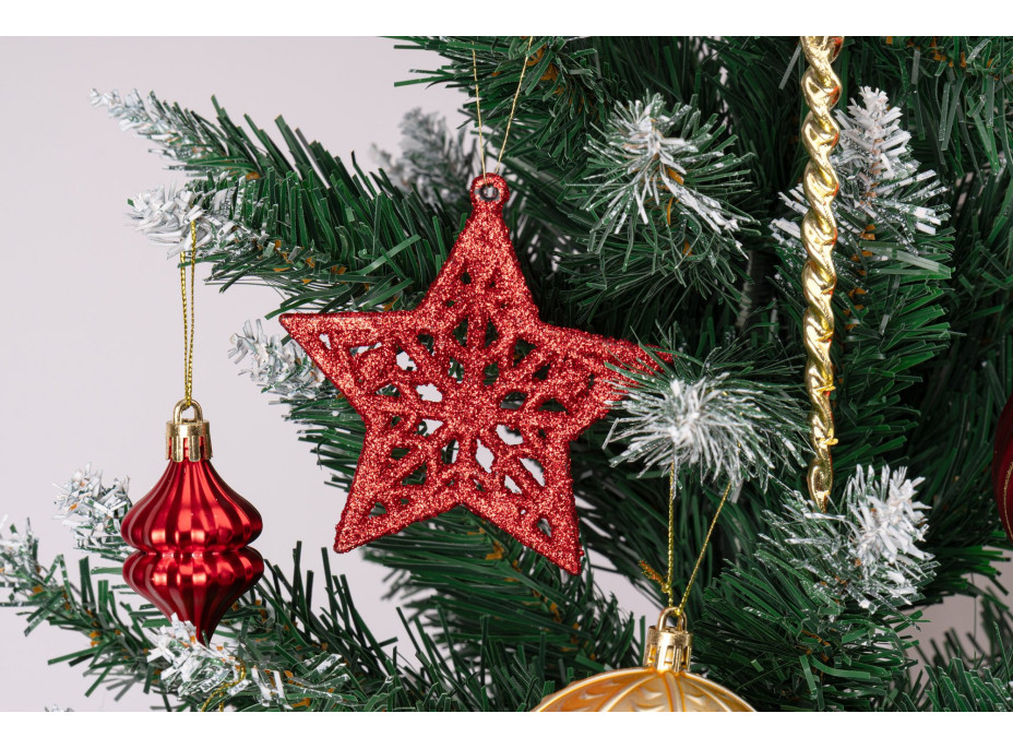 Sada vánočních ozdob na stromeček MARIEN - 70 kusů - červené/zlaté