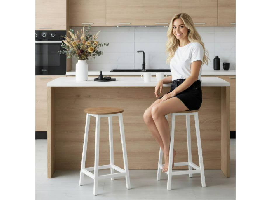 Barová židle FLINT Modern oak - dub/bílá