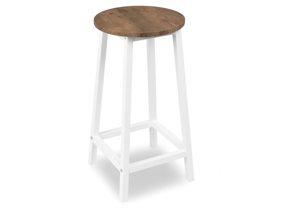 Barová židle FLINT Rustic - bílá/stařený dub