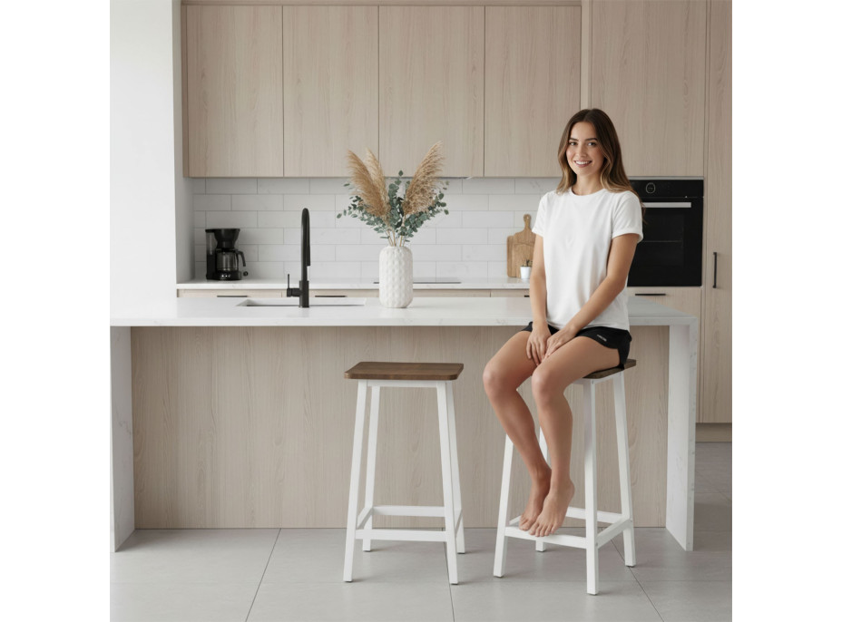 Barová židle KENT Rustic - stařený dub/bílá