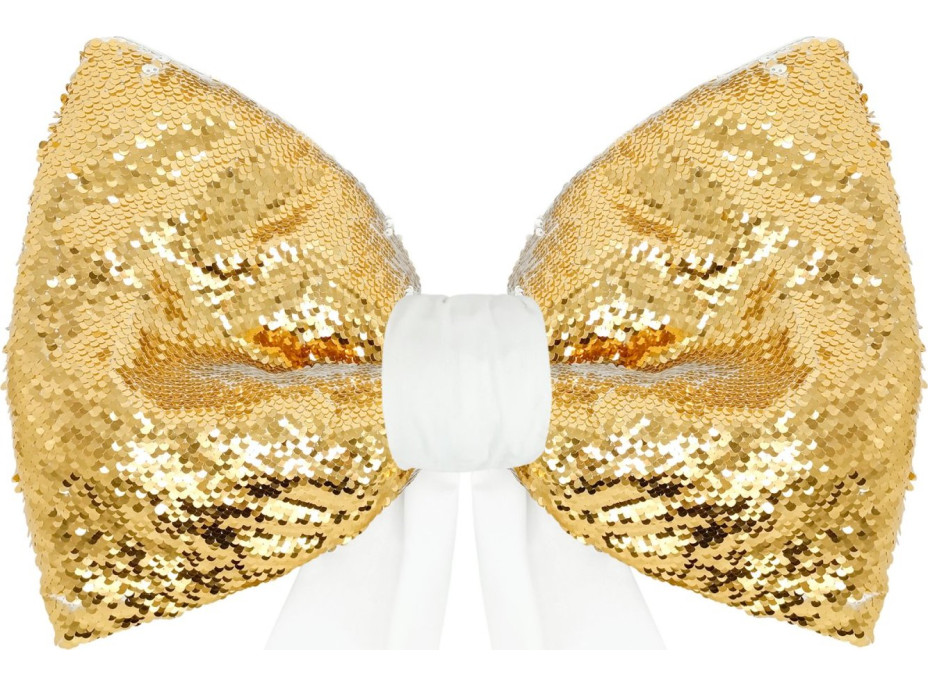 Ozdobná mašle Deco Glam & Shine 30x47+60 cm - bílá/zlatá