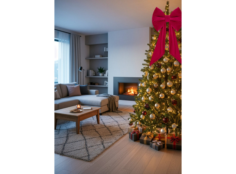 Ozdobná mašle DECO Velvet Glam Bow 50x40+50 cm - červená
