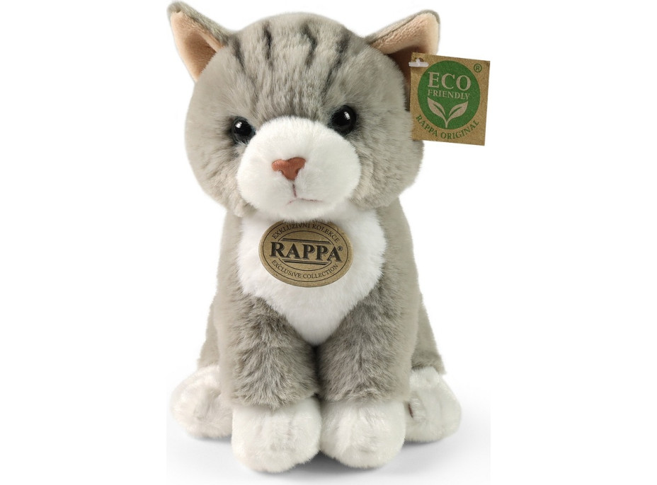Rappa Plyšová kočka sedící šedá 23 cm SOFT COLLECTION, ECO-FRIENDLY