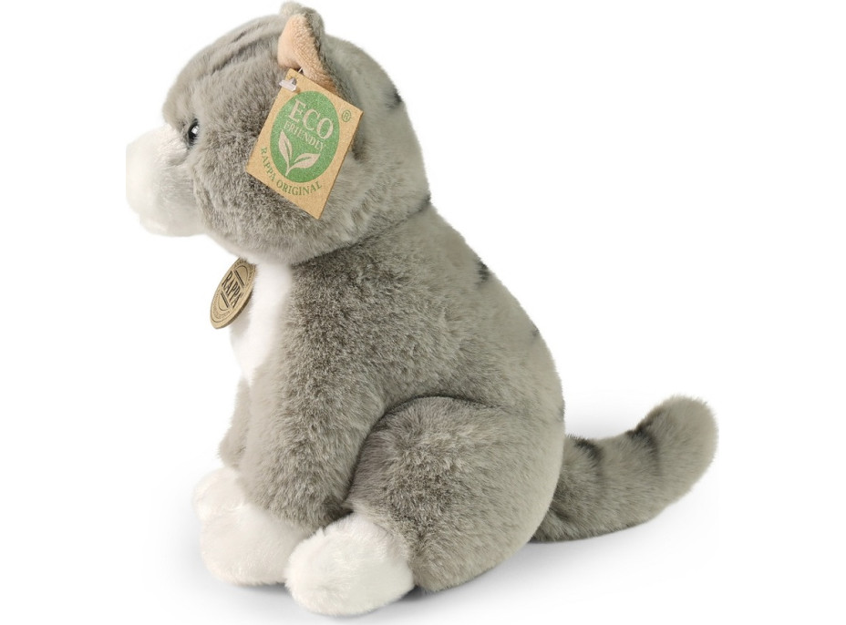 Rappa Plyšová kočka sedící šedá 23 cm SOFT COLLECTION, ECO-FRIENDLY
