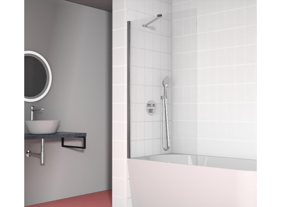 Aqualine Vanová zástěna 900x1500mm, chrom, čiré sklo 6590150